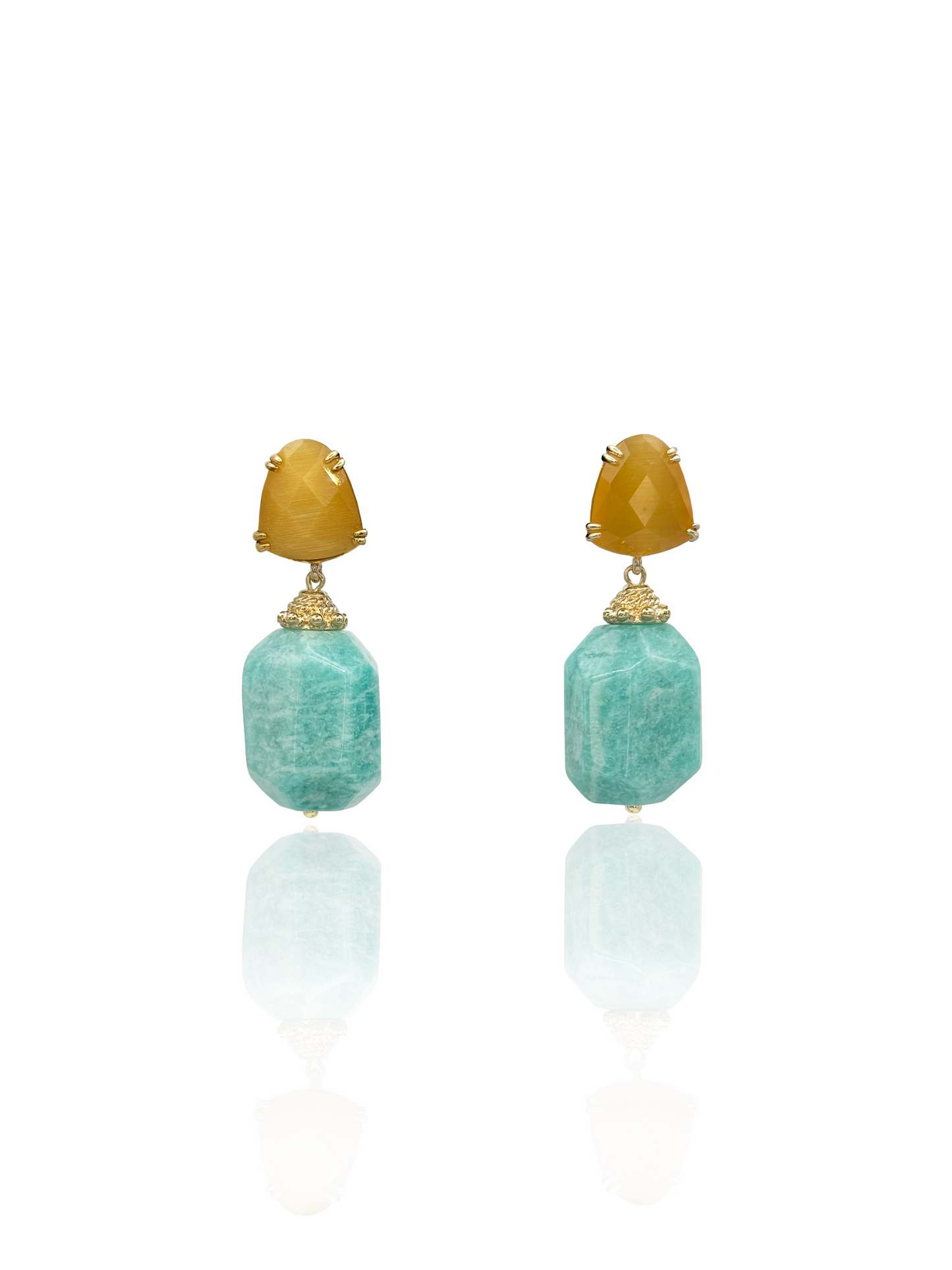 Amazonite Earrings With Gemstone Tops