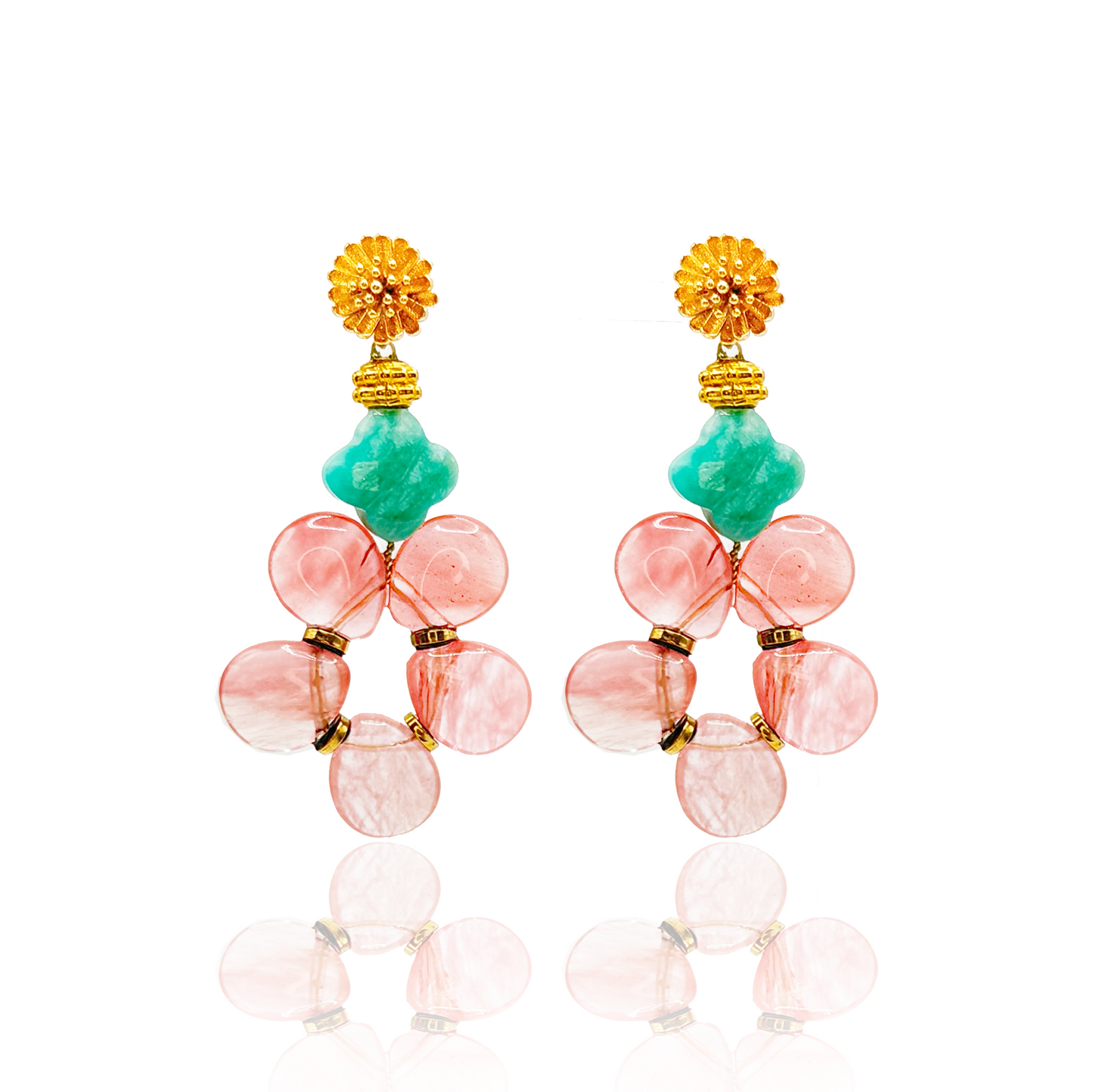 gemstone-earrings-thalora-watermelon-quartz-turqoise-gold