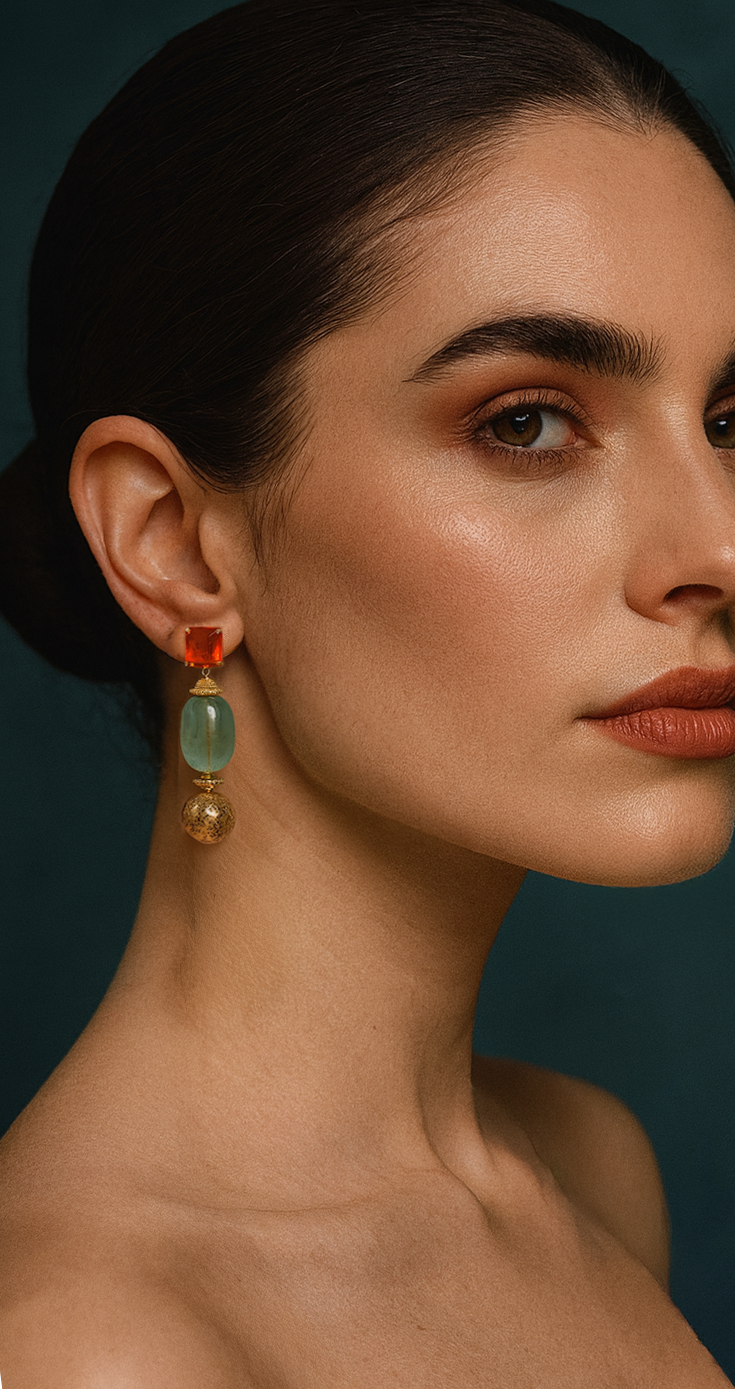 Gemstone Earrings With Fluorite & Gold-plated Hematite
