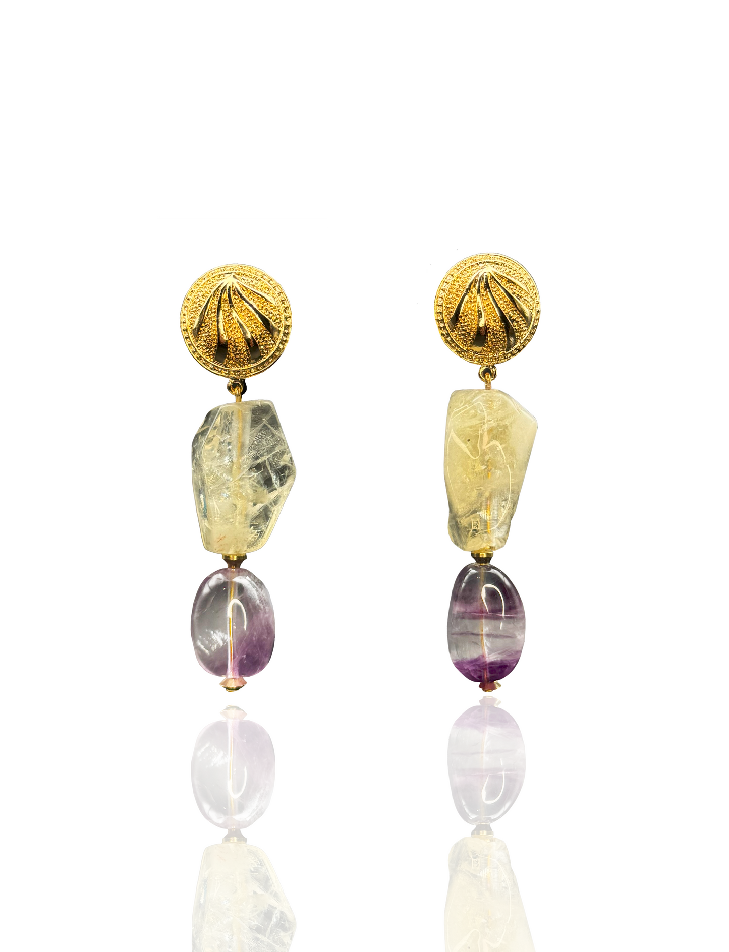 Citrine & Fluorite Drop Earrings