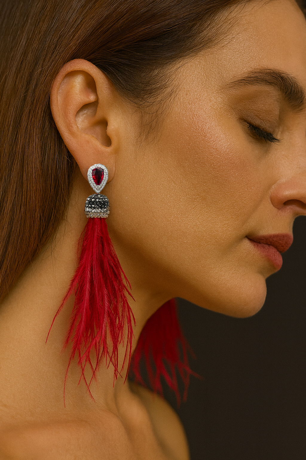 Red Wings Statement Earrings