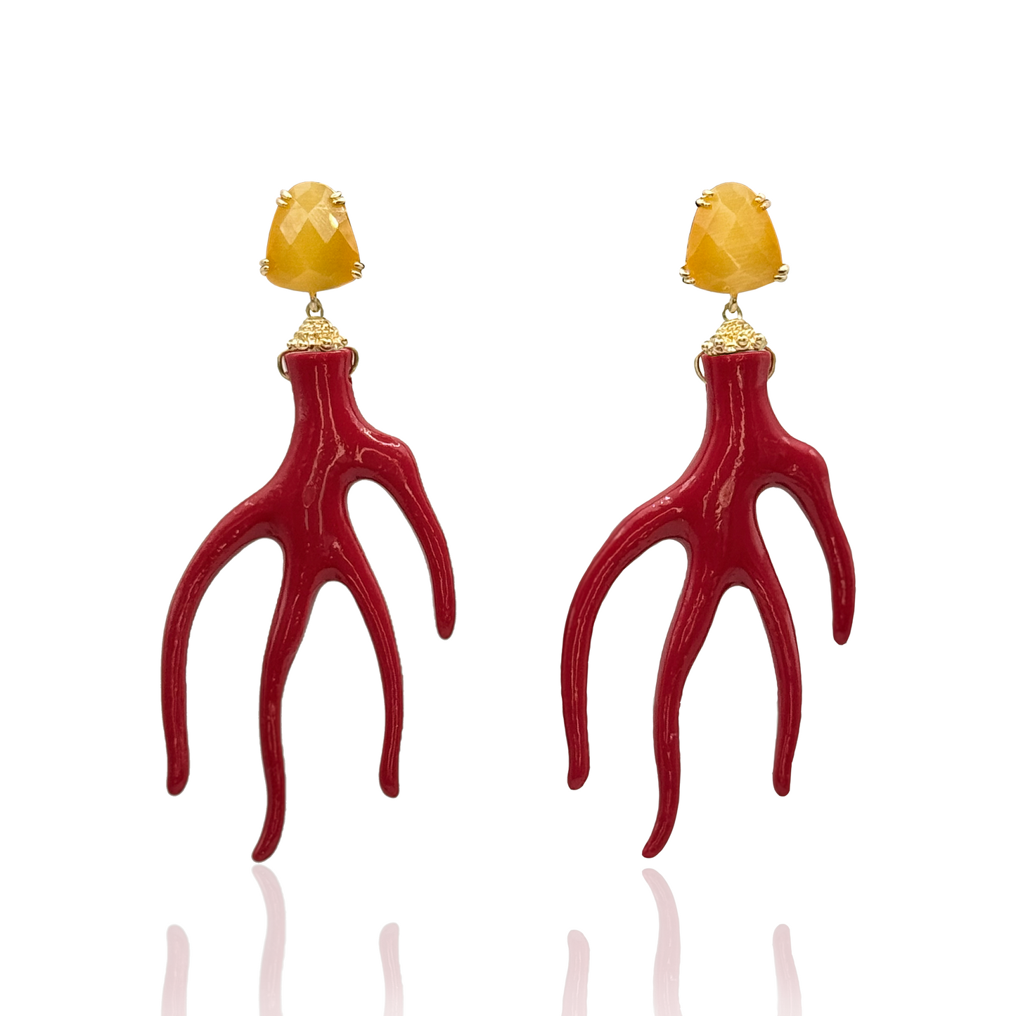 Boho Statement Earrings with Faux Corals