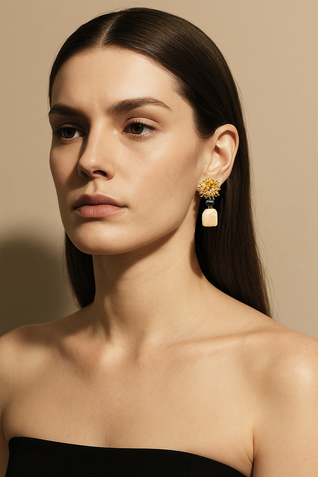 Rose Quartz Earrings with Tahitian Pearls