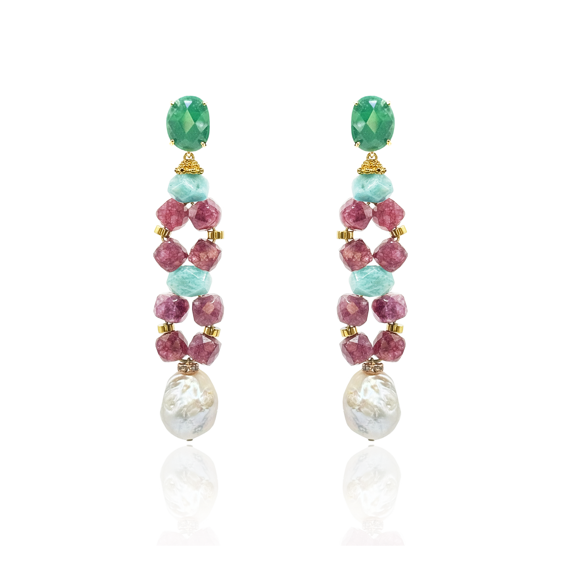 ANETHYST-amazonite-BAROQUE-PEARL-gemstone-drop-earrings-luxury-jewellery-funky-earrings