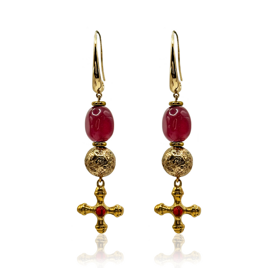 Boho Statement Earrings with Carnelian Gemstone
