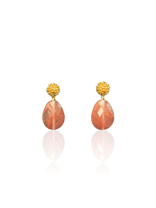 Watermelon Red Tourmaline  Drop Earrings