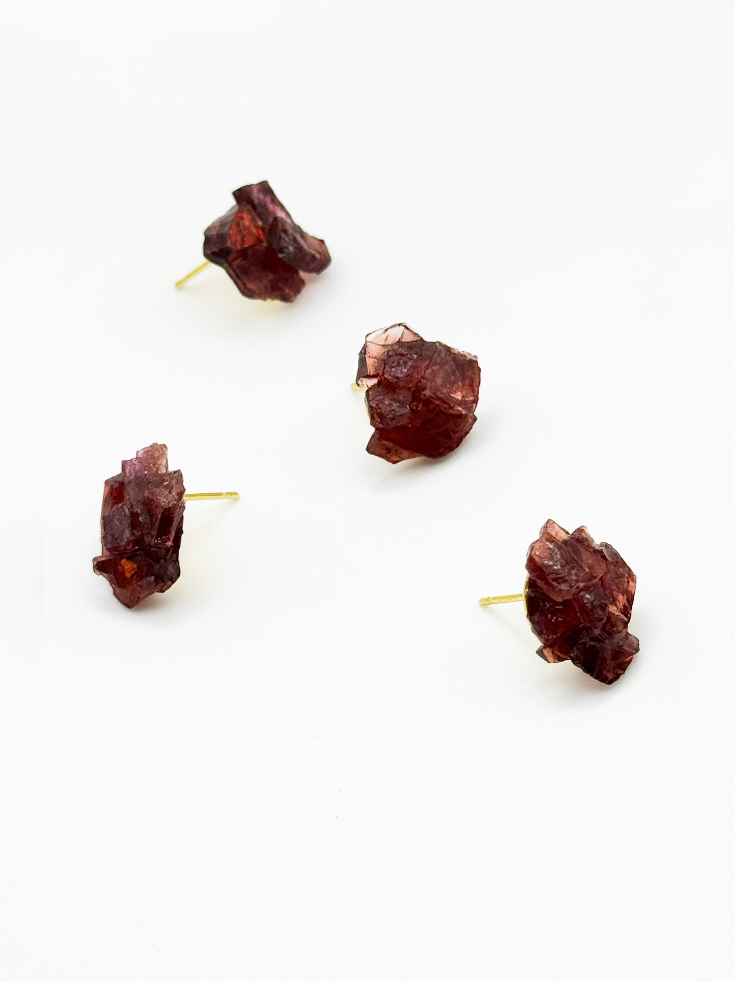 Burgundy Garnet Gemstone Stud Earrings