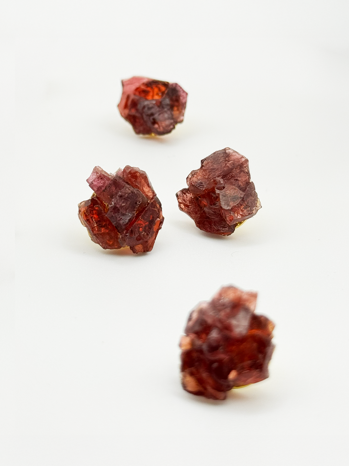 Burgundy Garnet Gemstone Stud Earrings