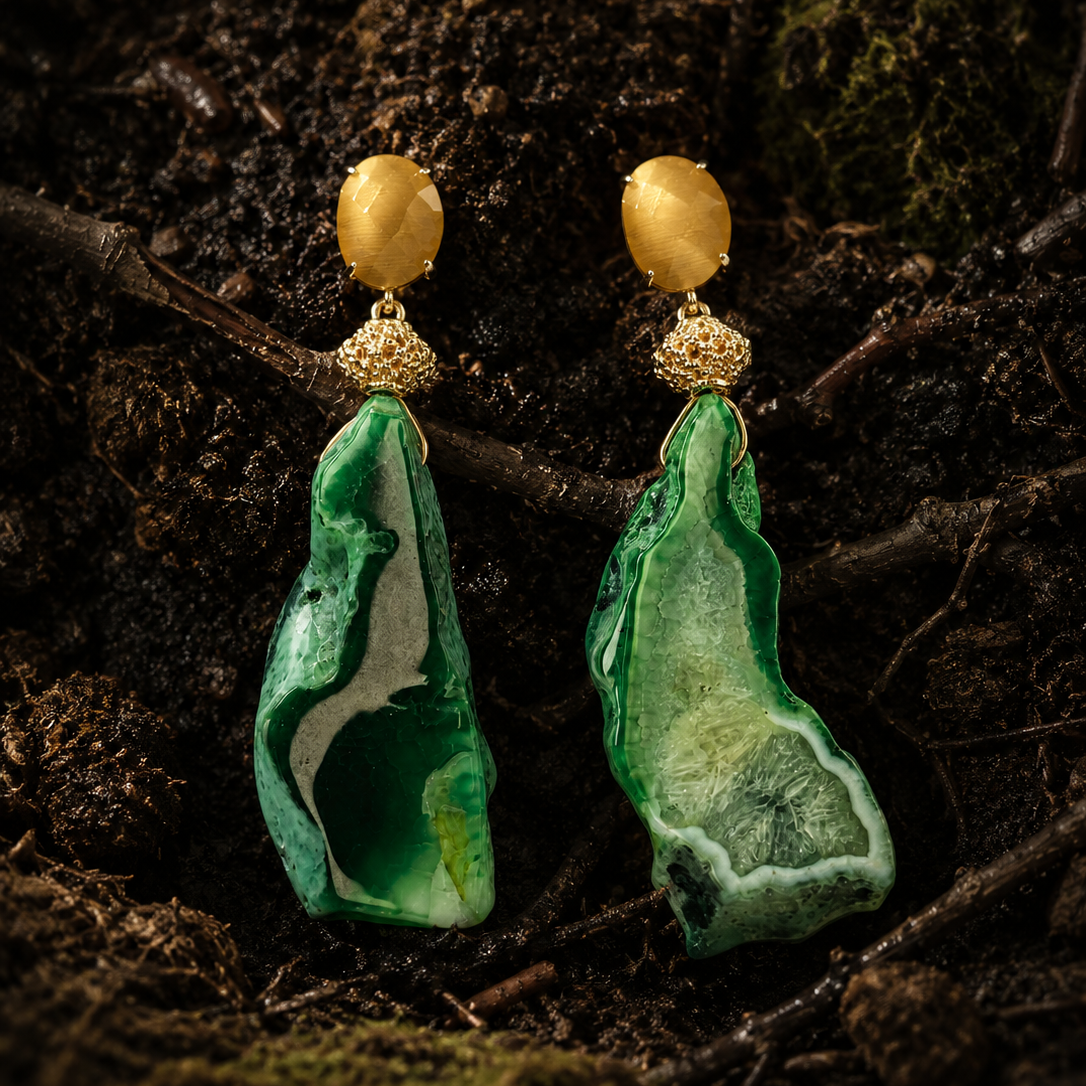 green -agate-statement-earrings-boho-forest-nymth-thalora