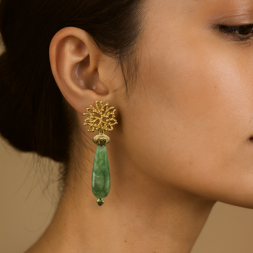 Boho Drop Earrings with Tourmaline / Amazonite Teardrop