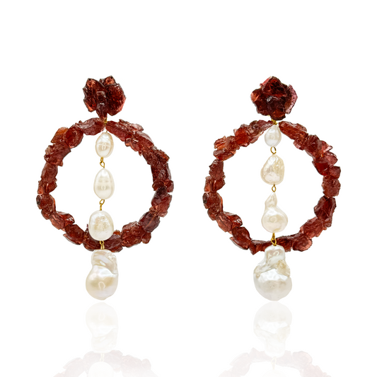 garnet-gemstone-hoops-with-baroque-pearls-luxury-drop-earrings