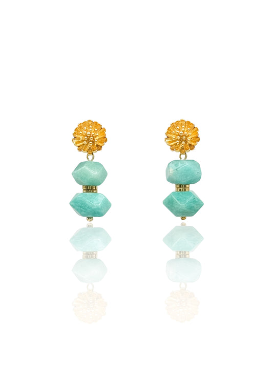 Small Turquoise Amazonite Gemstone Drop Earrings