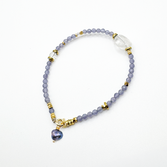 Faceted Lilac Gemstone Bracelet With Quartz