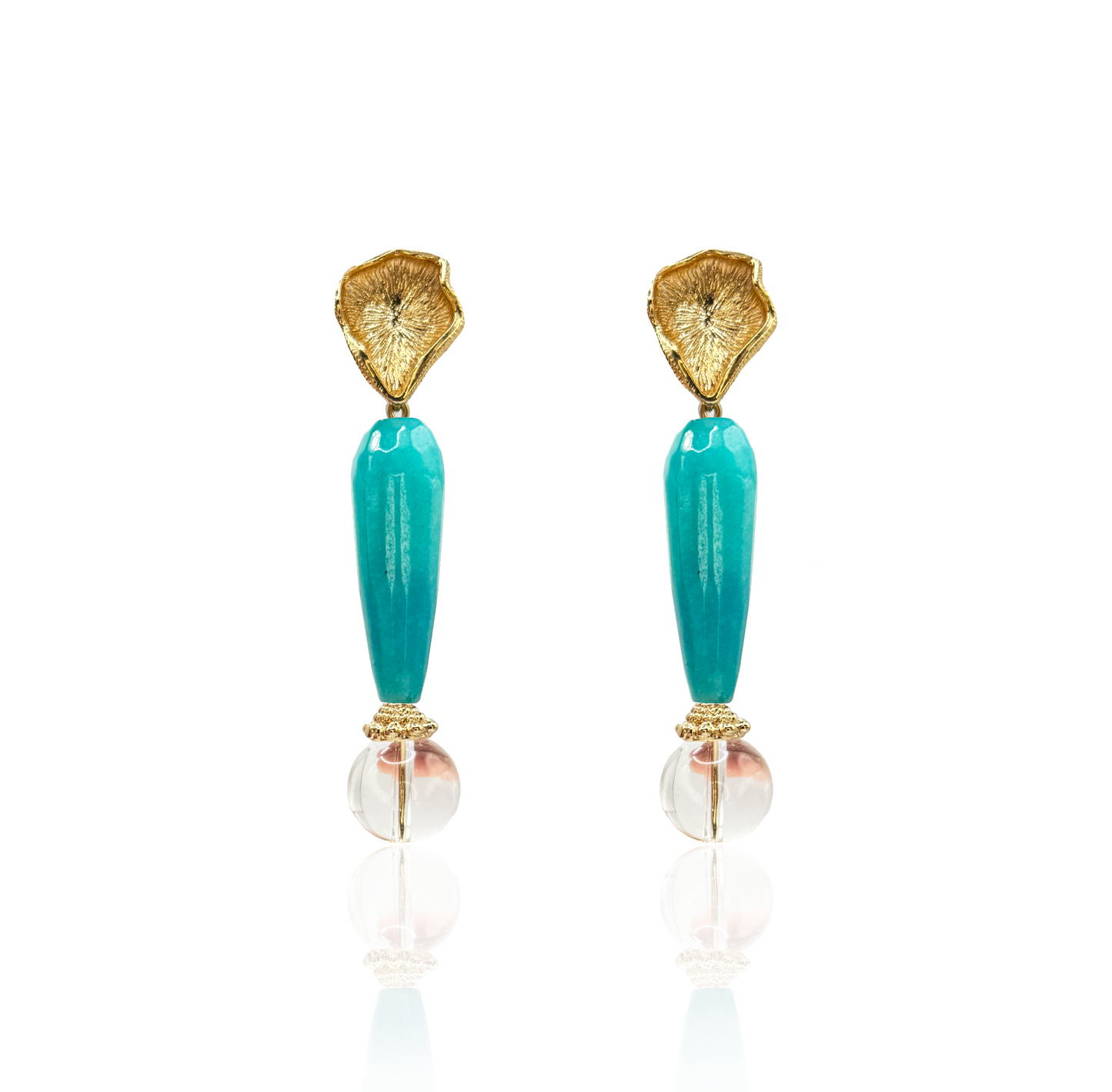 Gemstone Earrings with Faceted Amazonite & Crystal Quartz