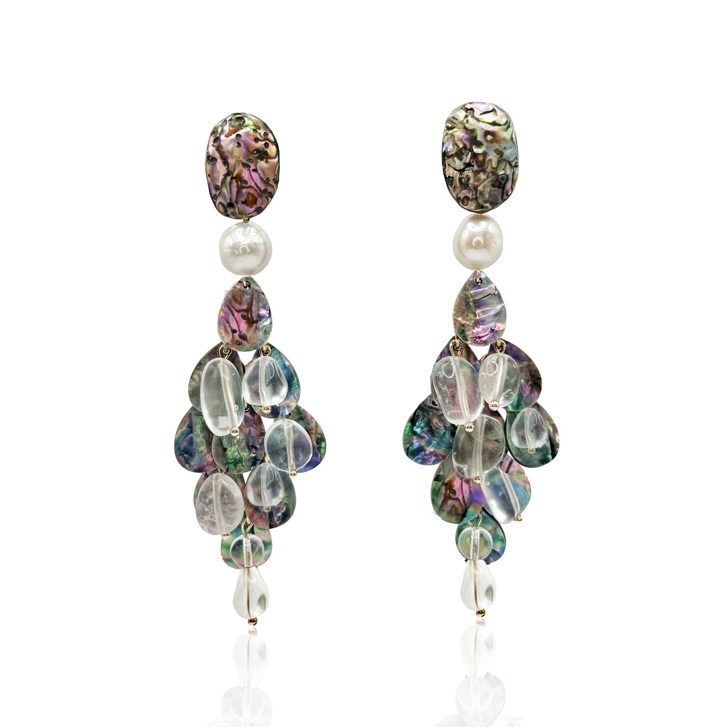 Thalora Multicolored mother of pearl boho dangle earrings with pearls 