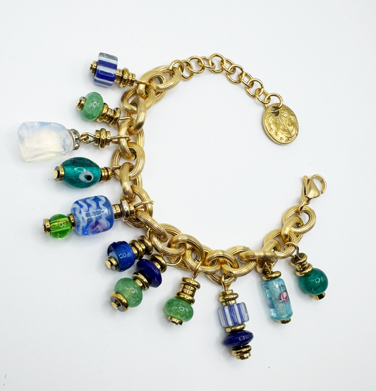 Boho Statement Bracelet with Murano Glass & Gemstones