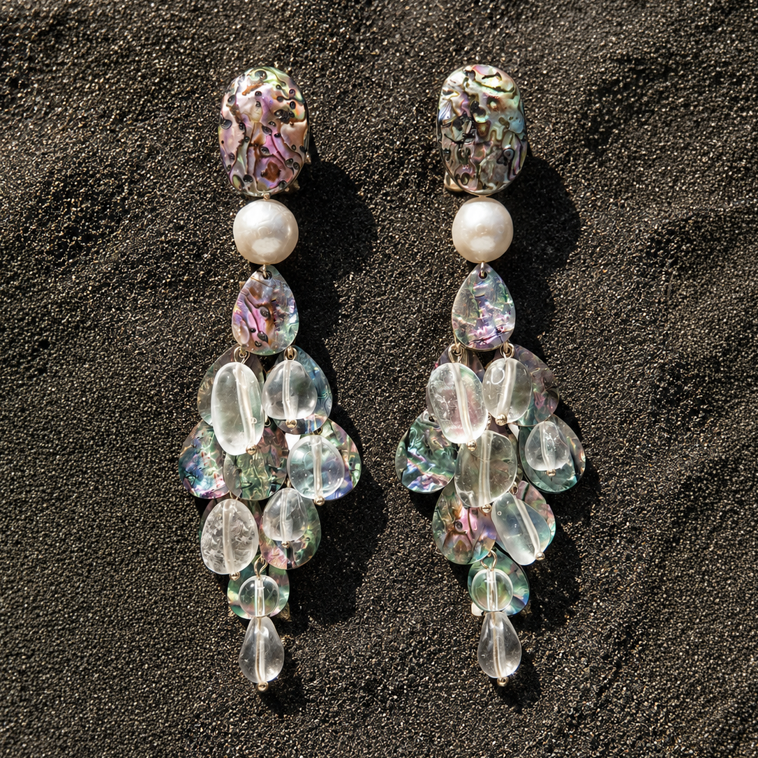 Mother Of Pearl Boho Statement Earrings