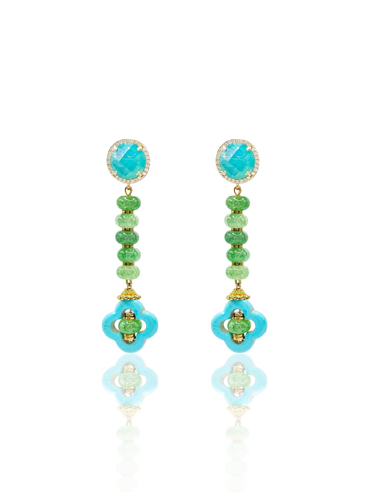 Turquoise & Tourmaline Gemstone Earrings