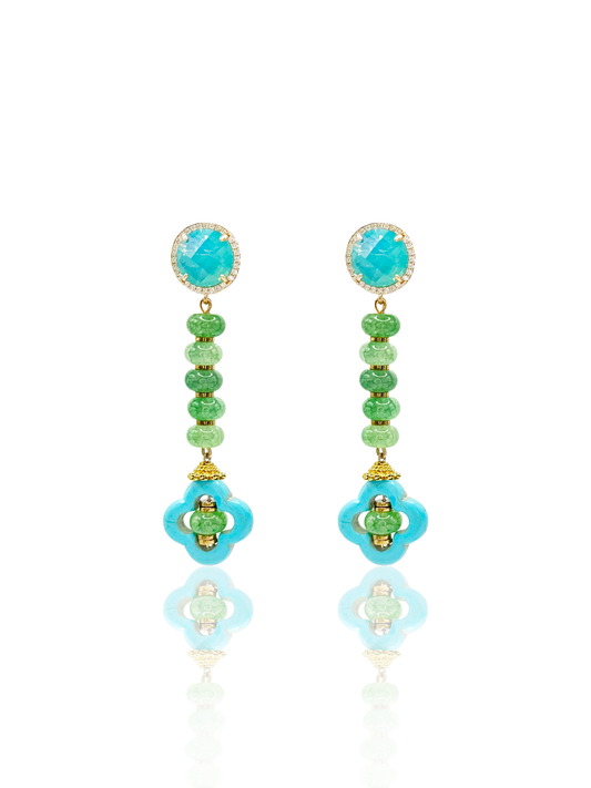 Turquoise & Tourmaline Gemstone Earrings